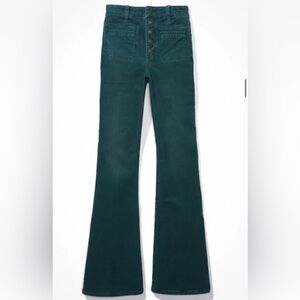 American Eagle Outfitters Emerald Super Hi-Rise Flare Pants